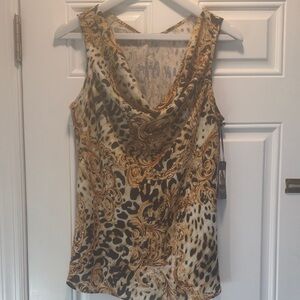 RACHEL Rachel Roy Brown and Tan Patterned Blouse